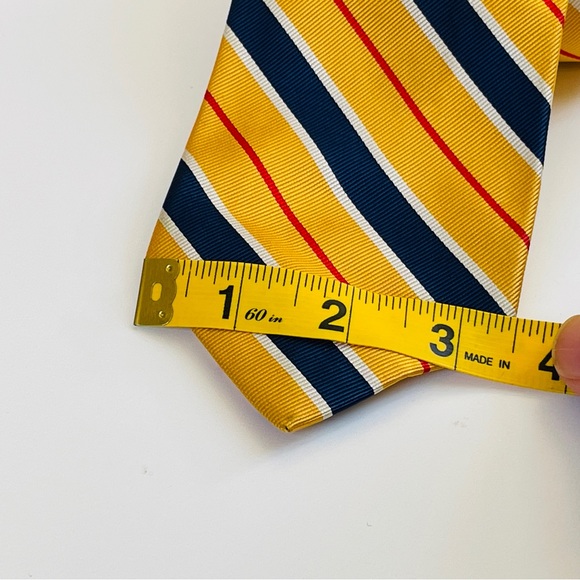 J. Crew Yellow Striped Necktie 100% Silk, made in the USA - Picture 4 of 7